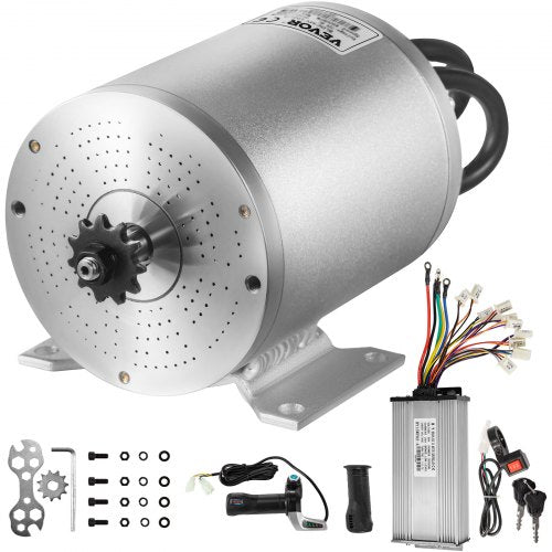 Electric Brushless DC Motor 48V 2000W Brushless Electric Motor 4300 RPM High Speed Motor w/ 34A Controller and Throttle Grip for Go Kart ATV Electric Scooter Motorcycle Mid Drive Motor DIY Part