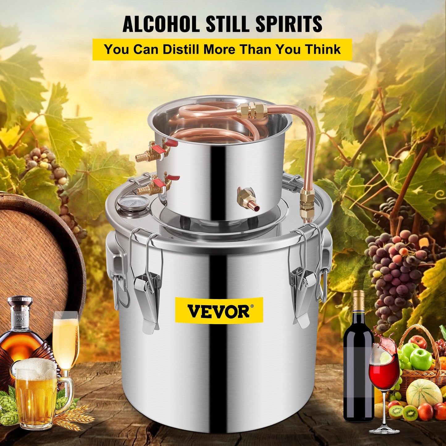 Moonshine Still Distillery Kit 3.3Gal Whiskey Distilling Kit w/ Water Pump