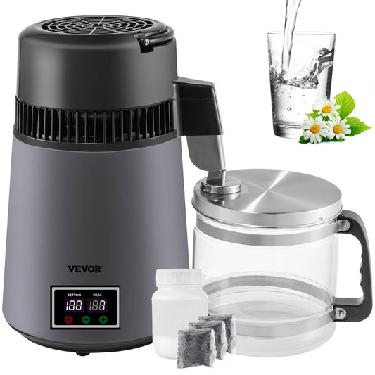 Water Distiller 4 L Distilled Water Maker 0.88 Gal Pure Water Distiller with Dual Temperature Display 750W Distilled Water Machine Water Distillers for Home Countertop with Glass Container Grey