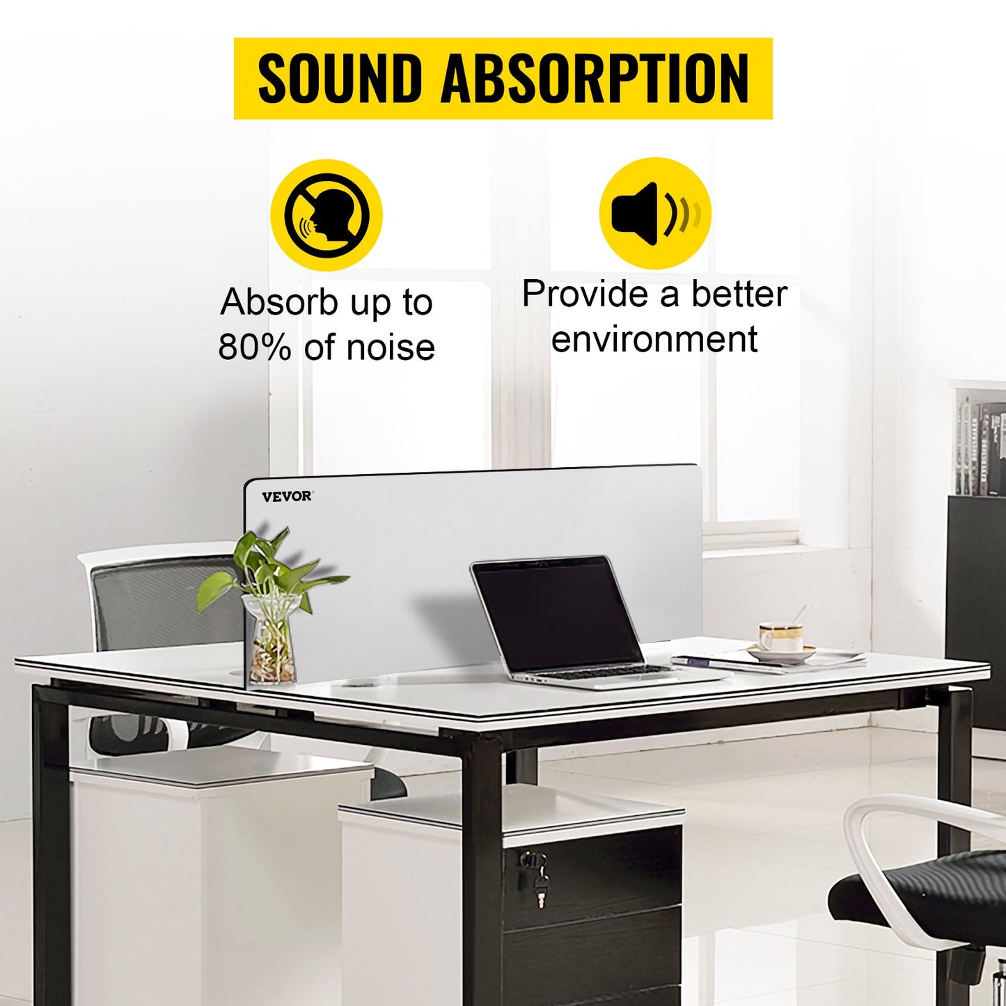 Desk Privacy Panel, 60" L x 24" W Acoustic Desktop Privacy Divider, Noise Reduction Desk Panel Divider, Gray Desktop Privacy Panel, Acoustic Desk Divider for Office, Classroom, Cafe, Library