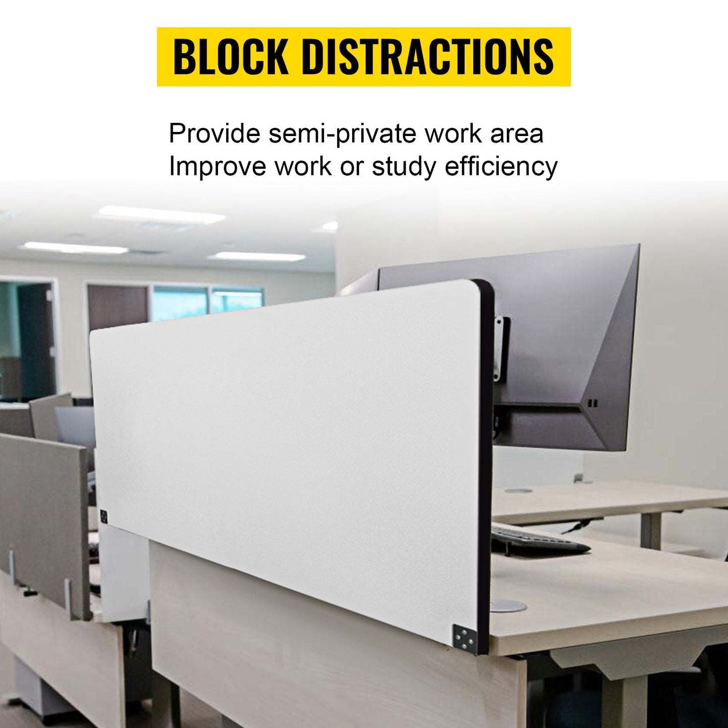 Desk Privacy Panel, 60" L x 24" W Acoustic Desktop Privacy Divider, Noise Reduction Desk Panel Divider, Gray Desktop Privacy Panel, Acoustic Desk Divider for Office, Classroom, Cafe, Library