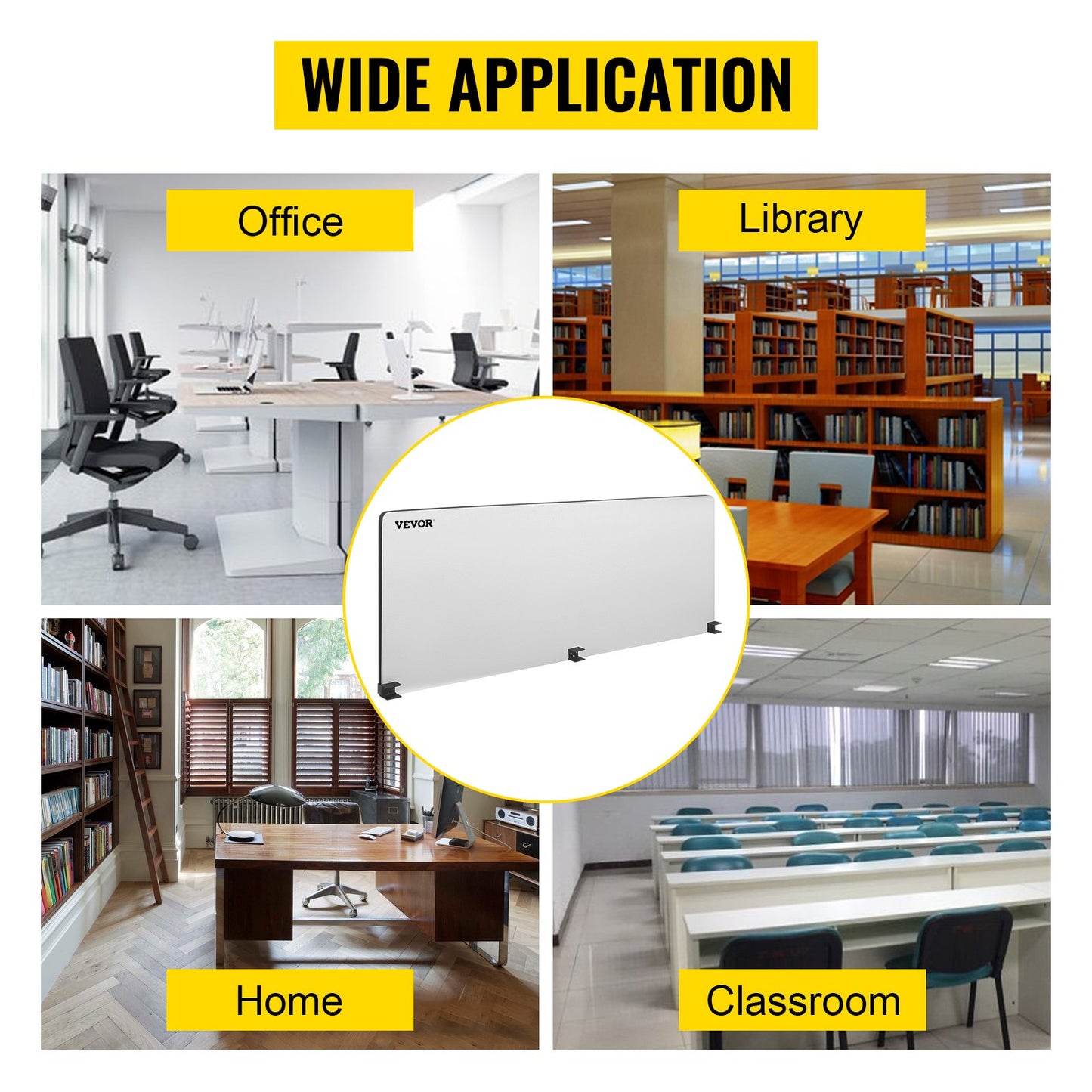 Desk Privacy Panel, 60" L x 24" W Acoustic Desktop Privacy Divider, Noise Reduction Desk Panel Divider, Gray Desktop Privacy Panel, Acoustic Desk Divider for Office, Classroom, Cafe, Library