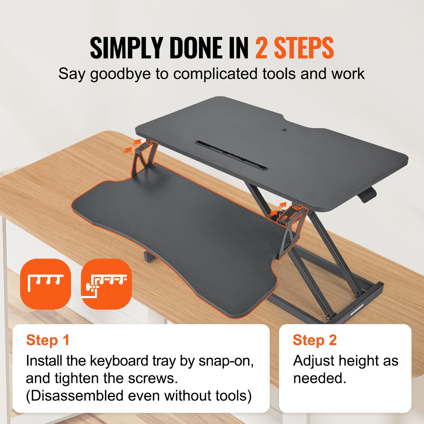 Standing Desk Converter, Two-Tier Stand up Desk Riser, 31.5 inch Large Sit to Stand Desk Converter, 5.5-20.1 inch Adjustable Height, for Monitor, Keyboard & Accessories Used in Home Office