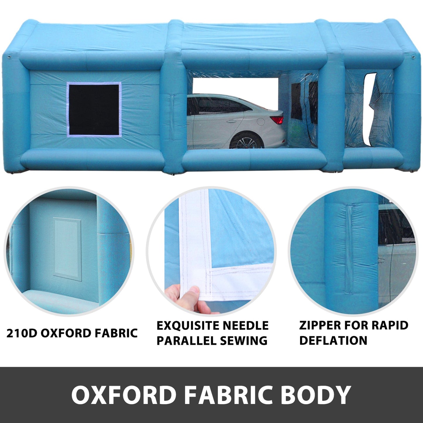 Inflatable Tent 19.7x9.8x8.2Ft Inflatable Spray Booth Custom Tent Inflatable Paint Booth Tent Car Paint Booth Giant Workstation 210D Oxford Fabric With 2 Blowers
