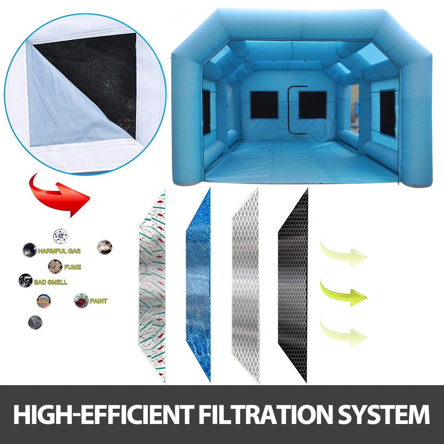 Inflatable Tent 19.7x9.8x8.2Ft Inflatable Spray Booth Custom Tent Inflatable Paint Booth Tent Car Paint Booth Giant Workstation 210D Oxford Fabric With 2 Blowers