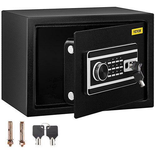 Safe Box, 0.8 Cubic Feet Money Safe with Fingerprint Lock and Digital Keypad Lock, Fireproof Home Safe with 2 Keys, Wall-Mounted Security Safe for Cash, Watch, Jewelry, Passport, Document Black