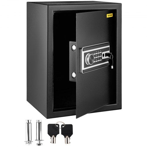 Safe Box, 2.1 Cubic Feet Money Safe with Fingerprint Lock and Digital Keypad, Fireproof Home Safes with A Removable Shelf, Wall-Mounted Security Safe for Cash, Watch, Passport, Document, Black