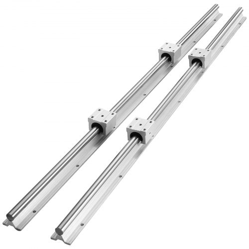 Linear Guide Rail Set, SBR20 1200mm, 2 PCS 47.2 in/1200 mm SBR20 Guide Rails and 4 PCS SBR20UU Slide Blocks, Linear Rails and Bearings Kit for Automated Machines DIY Project CNC Router Machines