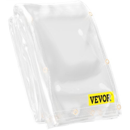 Clear Vinyl Tarp, 8 x 20 ft 20 Mil Thick, Heavy-Duty Waterproof Patio Enclosure, Tear and Weather Proof Transparent PVC Tarpaulin, with Brass Grommets and Reinforced Edges for Outdoor Cover