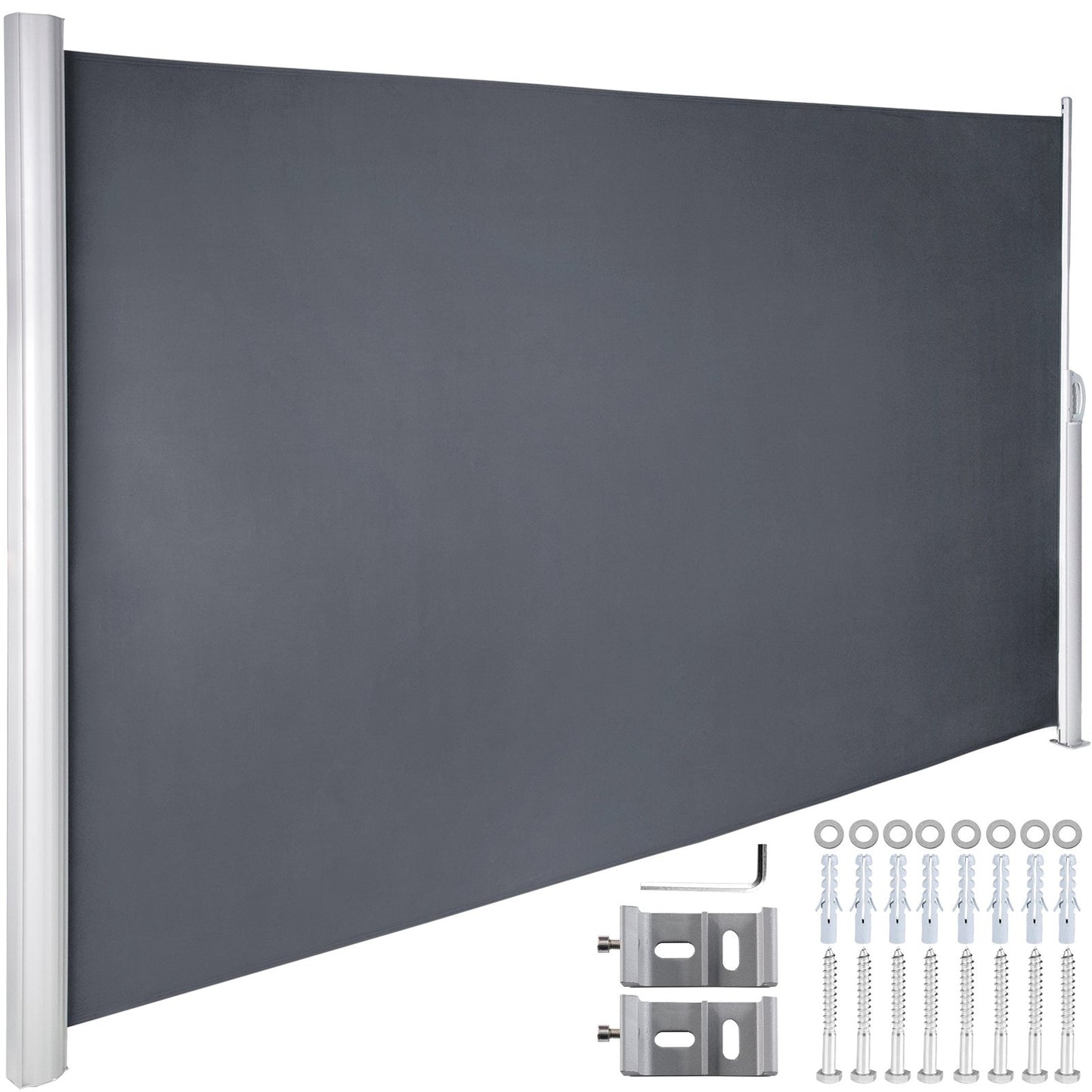 Gray Retractable Patio Screen 63 Inch In Height Retractable Screen 118 Inch In Length Office Dividers Partition Wall Outdoor Retractable Gate Retractable Fence Outdoor Screens for Patio Privacy