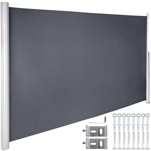 Gray Retractable Patio Screen 63 Inch In Height Retractable Screen 118 Inch In Length Office Dividers Partition Wall Outdoor Retractable Gate Retractable Fence Outdoor Screens for Patio Privacy