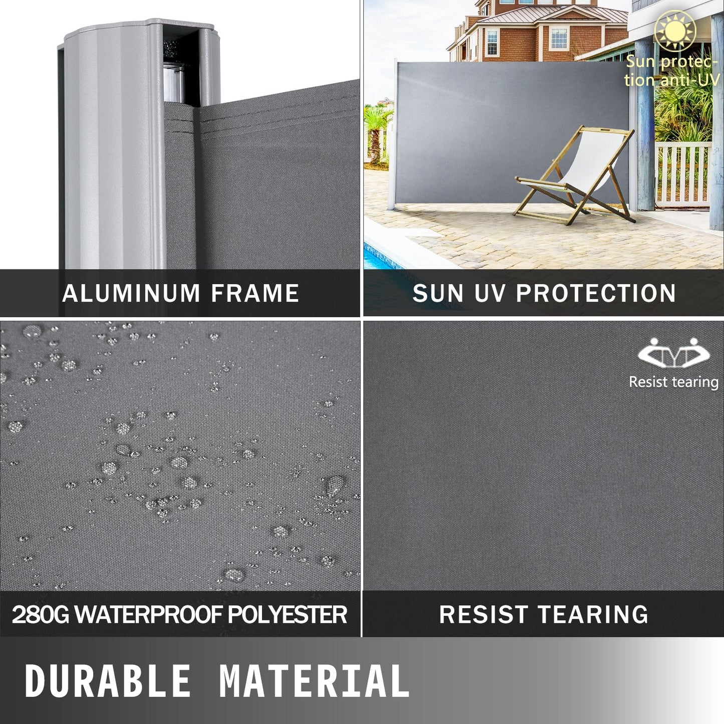 Gray Retractable Patio Screen 63 Inch In Height Retractable Screen 118 Inch In Length Office Dividers Partition Wall Outdoor Retractable Gate Retractable Fence Outdoor Screens for Patio Privacy