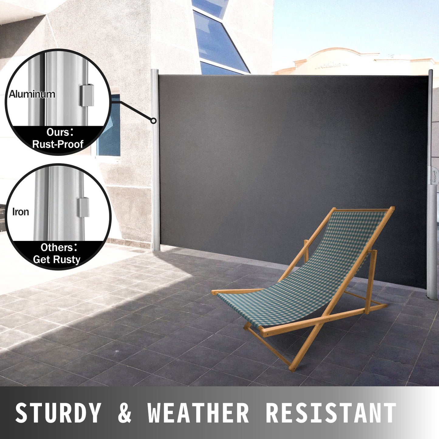 Gray Retractable Patio Screen 63 Inch In Height Retractable Screen 118 Inch In Length Office Dividers Partition Wall Outdoor Retractable Gate Retractable Fence Outdoor Screens for Patio Privacy