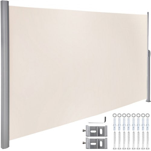 Creamy-white Retractable Patio Screen 118 Inch In Length Office Dividers 63 Inch In Height Retractable Screen Partition Wall Outdoor Retractable Gate Retractable Fence Screens For Patio Privacy