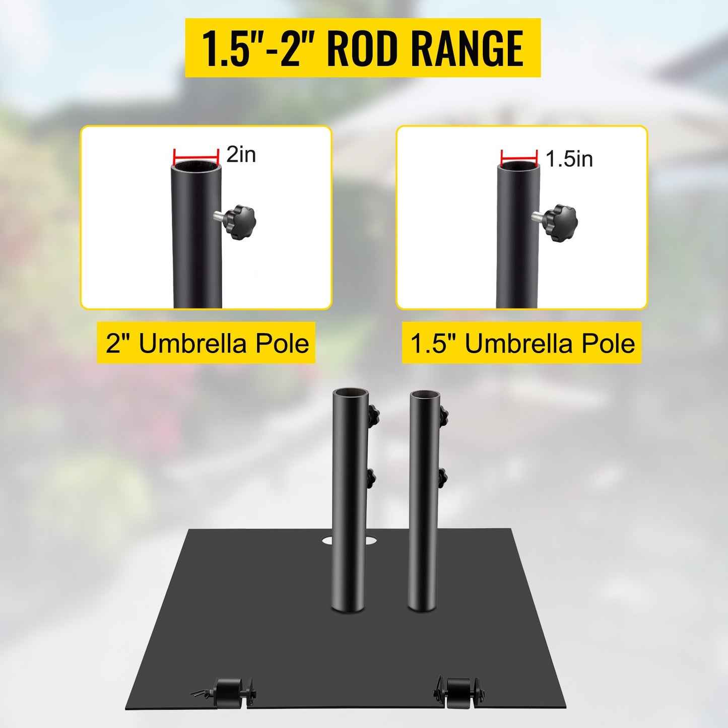 Umbrella Base, 24" Square Heavy Duty Umbrella Base, 39lbs Umbrella's Holder Stand, Cast Iron Umbrella Base for 1.5-2" Umbrella Pole Market Umbrella Base with 14" Height Pipe for Yard/Garden/Deck
