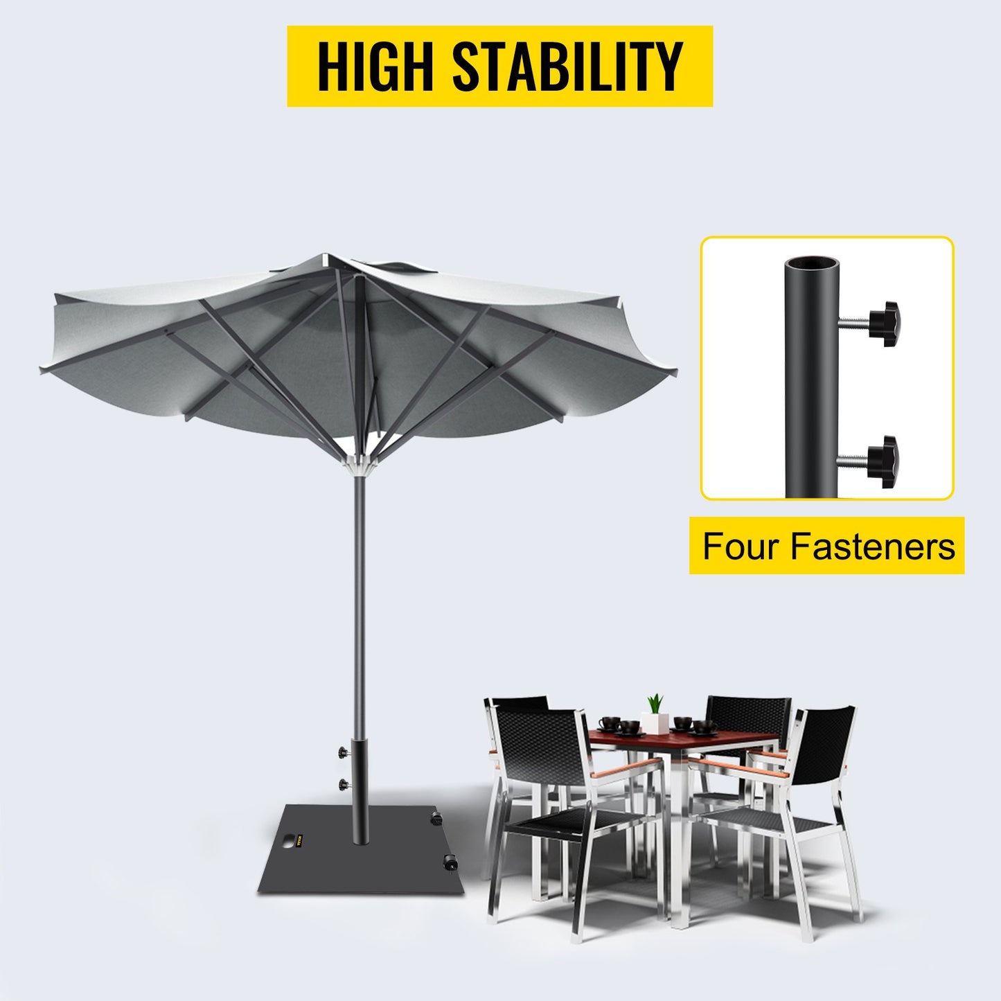 Umbrella Base, 24" Square Heavy Duty Umbrella Base, 39lbs Umbrella's Holder Stand, Cast Iron Umbrella Base for 1.5-2" Umbrella Pole Market Umbrella Base with 14" Height Pipe for Yard/Garden/Deck