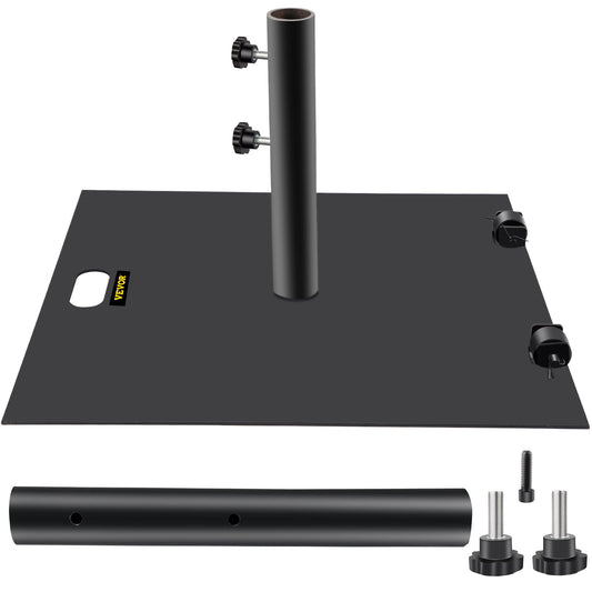 Umbrella Base, 24" Square Heavy Duty Umbrella Base, 39lbs Umbrella's Holder Stand, Cast Iron Umbrella Base for 1.5-2" Umbrella Pole Market Umbrella Base with 14" Height Pipe for Yard/Garden/Deck