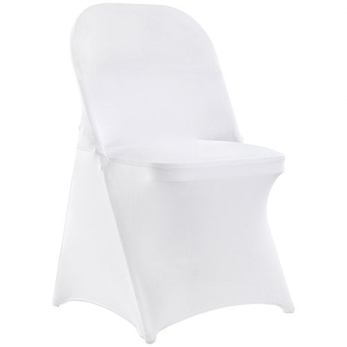 White Stretch Spandex Chair Covers - 12 PCS, Folding Kitchen Chairs Cover, Universal Washable Slipcovers Protector, Removable Chair Seat Covers, for Wedding Party Dining Room Banquet Event