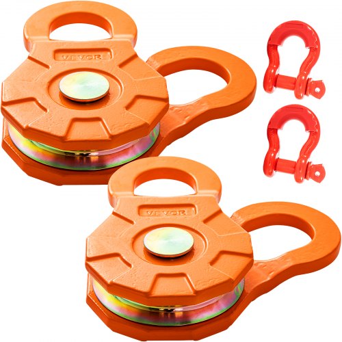 Snatch Block, 11T/25,000 LBS Working Load Limit, Heavy Duty Winch Pulley for 0.55"/14 mm Synthetic Rope or Soft Shackles, Off-road Recovery Accessories for Tractor, Truck, ATV & UTV, 2 Packs