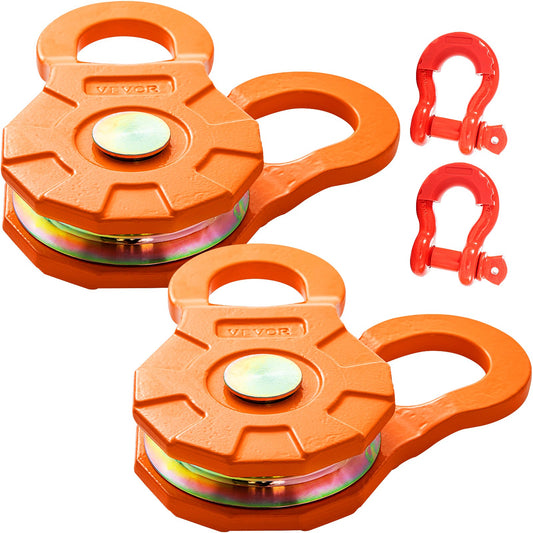 Snatch Block, 11T/25,000 LBS Working Load Limit, Heavy Duty Winch Pulley for 0.55"/14 mm Synthetic Rope or Soft Shackles, Off-road Recovery Accessories for Tractor, Truck, ATV & UTV, 2 Packs