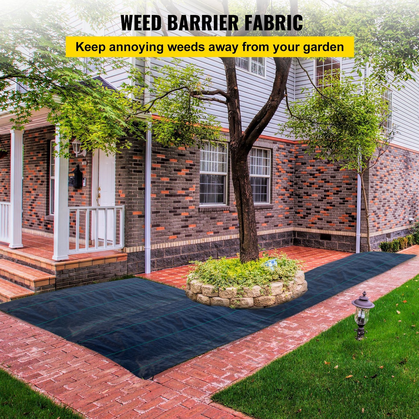 6.5FTx300FT Premium Weed Barrier Fabric Heavy Duty 3.2OZ, Woven Weed Control Fabric, High Permeability Good for Flower Bed, Geotextile Fabric for Underlayment, Polyethylene Ground Cover