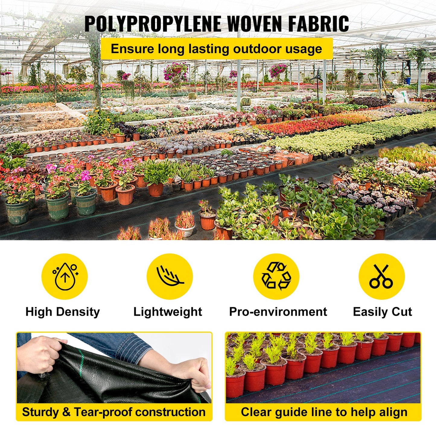 6.5FTx300FT Premium Weed Barrier Fabric Heavy Duty 3.2OZ, Woven Weed Control Fabric, High Permeability Good for Flower Bed, Geotextile Fabric for Underlayment, Polyethylene Ground Cover