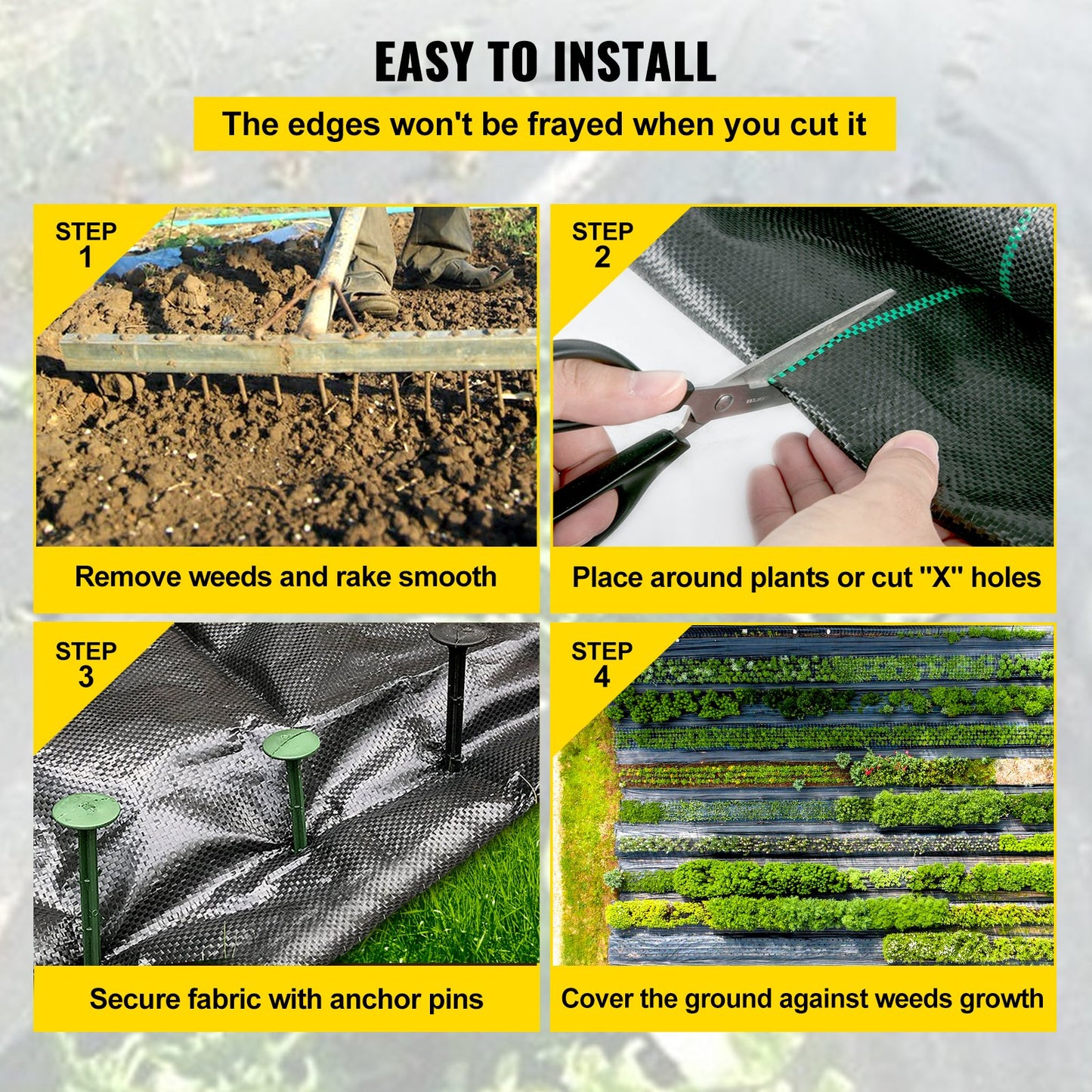 6.5FTx300FT Premium Weed Barrier Fabric Heavy Duty 3.2OZ, Woven Weed Control Fabric, High Permeability Good for Flower Bed, Geotextile Fabric for Underlayment, Polyethylene Ground Cover