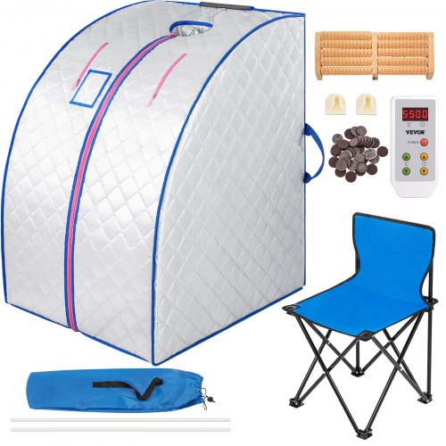 Sauna Portable Heater, Infrared Sauna Box, 680W Home Sauna, Portable Home SPA with 60min Timer, Adjustable Temperature, Remote Control, Foldable Chair, Heating Foot Pad, Personal SPA